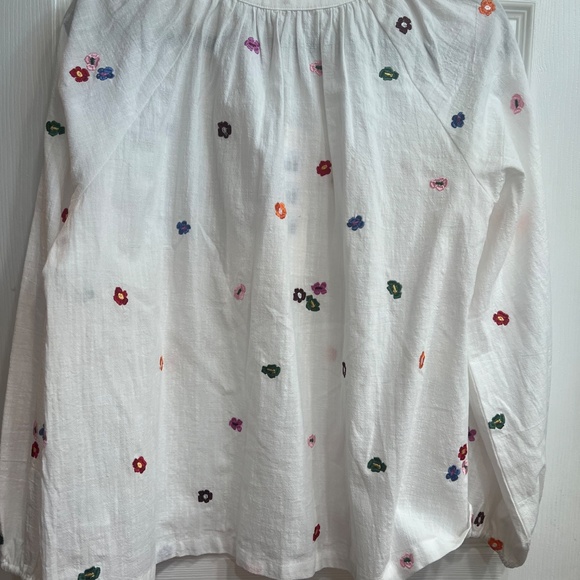 New Easel Los Angeles Embroidered Cotton Gauze Shirt Top Blouse White in Small - Picture 4 of 9